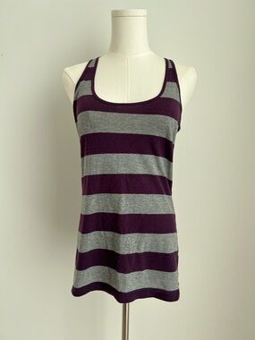 Y2K Bluenotes Purple & Gray Striped Tank Top